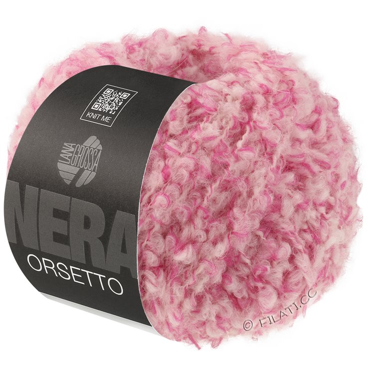Lana Grossa ORSETTO Moulinè (Nera) | 101-rosa vivo/ecru