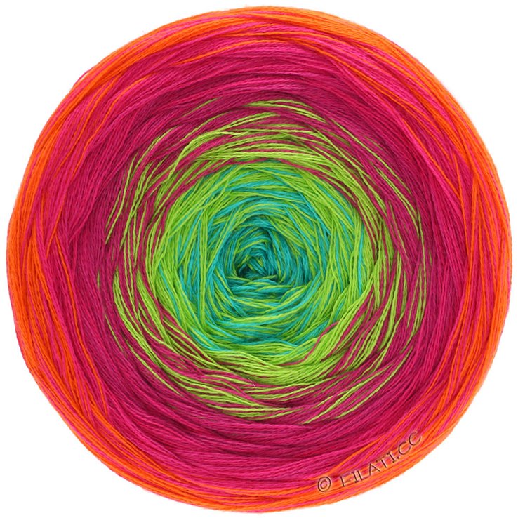 Lana Grossa SHADES OF COTTON | 101-arancio/rosso/ciclamino/verde giallo/turchese