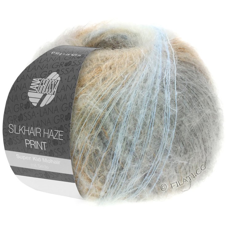 Lana Grossa SILKHAIR HAZE Print | 1208-blu chiaro/cammello/grigio/antracite