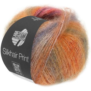 Lana Grossa SILKHAIR PRINT | 406-salmone/viola rosso/jeans/taupe/ruggine