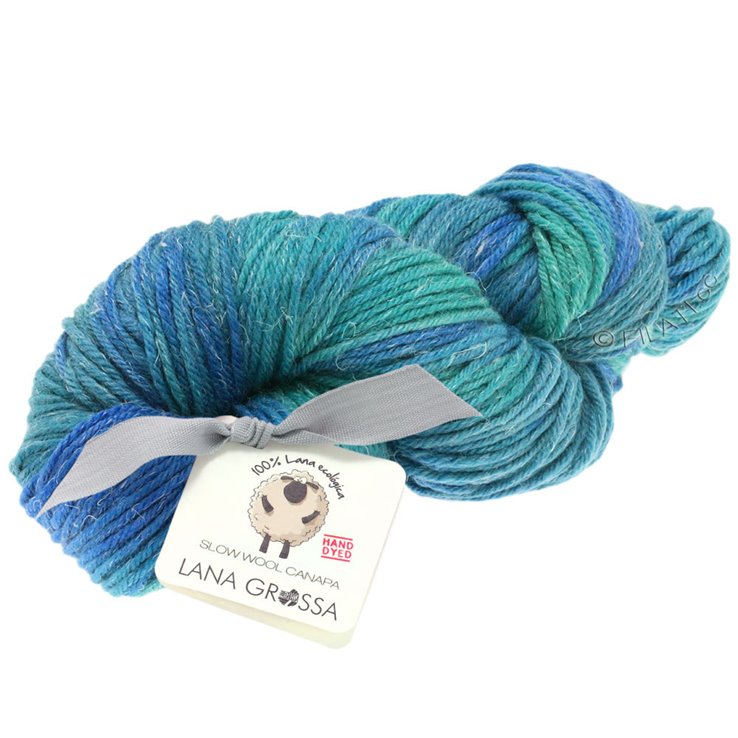 Lana Grossa SLOW WOOL CANAPA HAND DYED | 101-inchiostro blu/ottanio/verde turchese