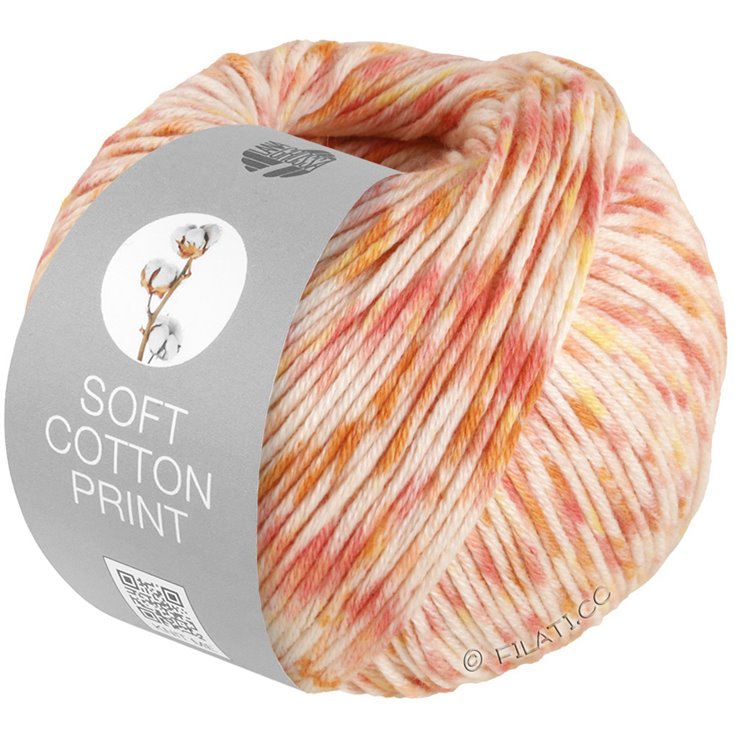 Lana Grossa SOFT COTTON PRINT | 121-ecru/giallo delicata/salmone