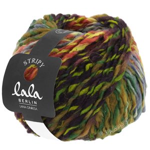 Lana Grossa STRIPY (lala BERLIN) | 07-grigio/rosso mattone/verde giallo/foglia verde/verde nero/marrone oliva