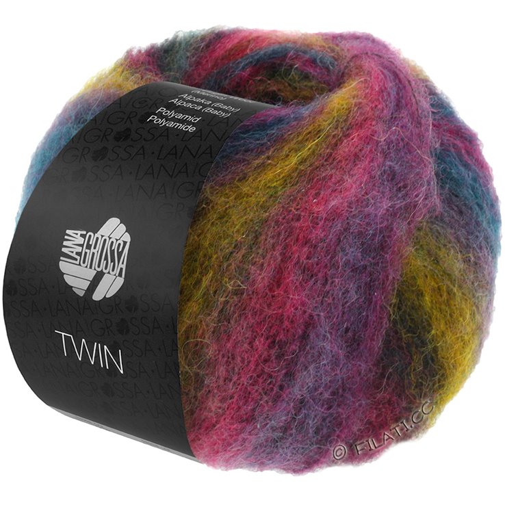 Lana Grossa TWIN 25g | 101-rosa vivo/mora/oliva/ottanio/viola grigio