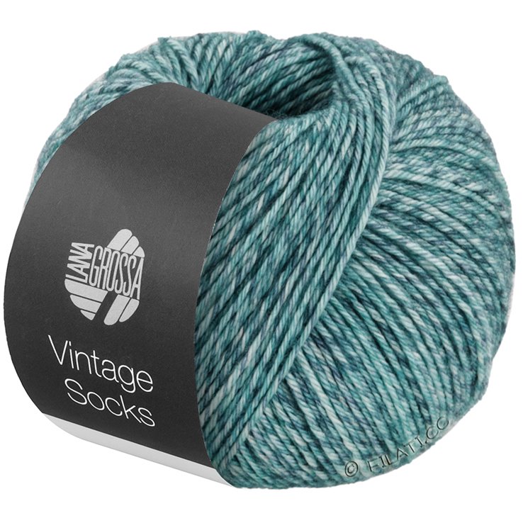 Lana Grossa Vintage Socks | 1003-menta puntinato/grigio blu puntinato/jeans puntinato/ottanio puntinato