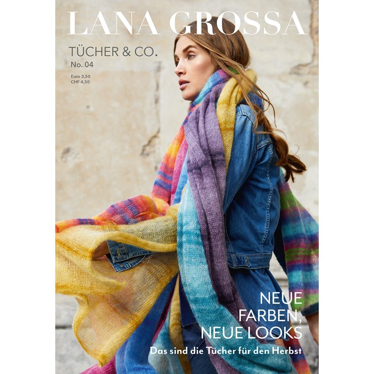 Lana Grossa Tücher & Co. No. 4 - Rivista tedesca + istruzioni in inglese