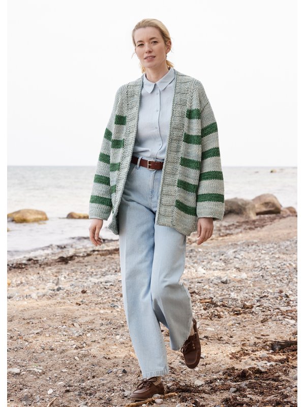 Lana Grossa GIACCA A RIGHE TOP DOWN Vintage Superchunky