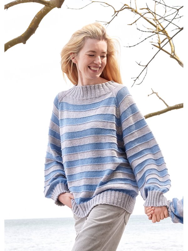 Lana Grossa MAGLIONE A RIGHE TOP DOWN Cool Wool Big Mélange