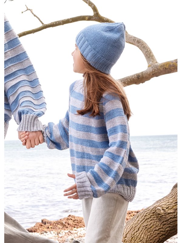 Lana Grossa MAGLIONE A RIGHE TOP DOWN PER BAMBINI Cool Wool Big Mélange