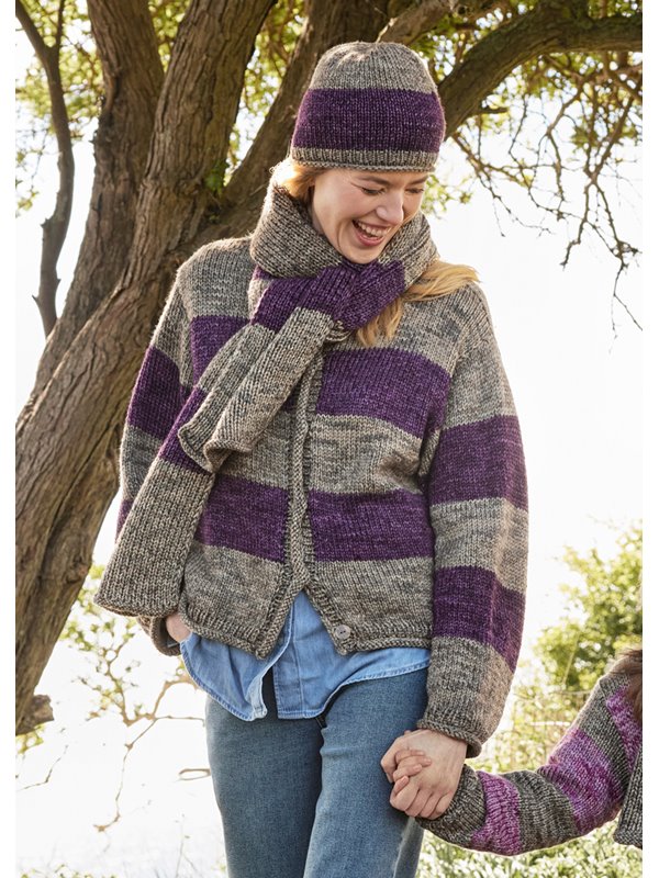 Lana Grossa GIACCA TOP DOWN A FASCE COLORATE Vintage Chunky