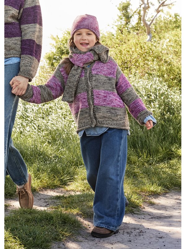 Lana Grossa GIACCA A FASCE COLORATE TOP DOWN PER BAMBINI Vintage Chunky