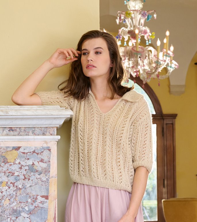 Lana Grossa MAGLIETTA A POLO Setasuri Pearls