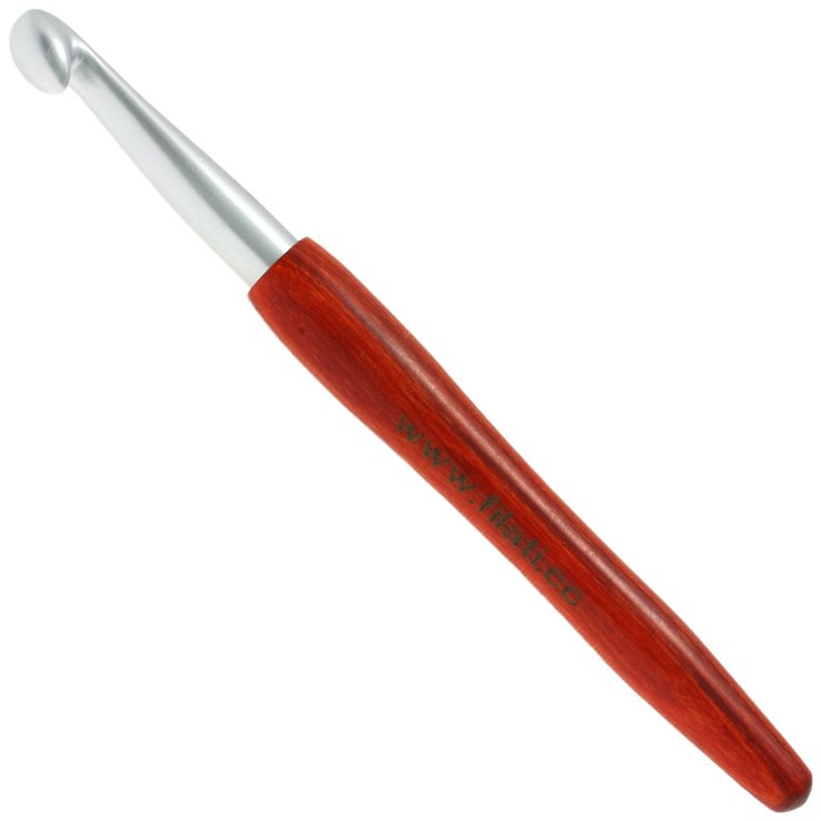 Lana Grossa Ago uncinetto alluminio con manico in legno design-legno Signal mis.10,0