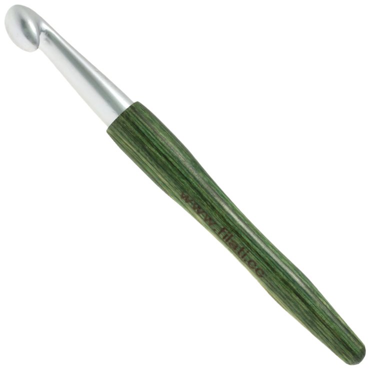 Lana Grossa Ago uncinetto alluminio con manico in legno design-legno Signal mis.12,0