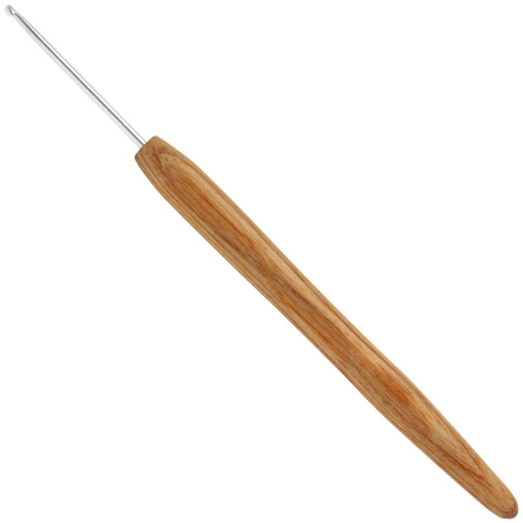 Lana Grossa Ago uncinetto alluminio con manico in legno design-legno Natur mis. 2,0