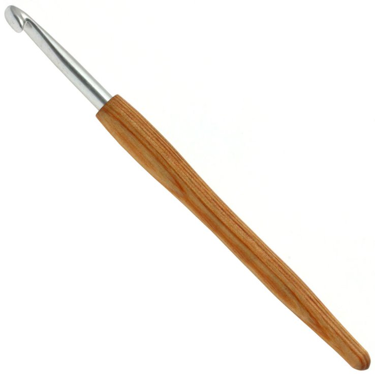 Lana Grossa Ago uncinetto alluminio con manico in legno design-legno Natur mis. 5,5