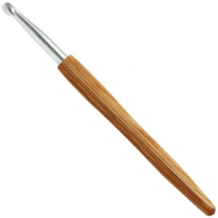 Lana Grossa Ago uncinetto alluminio con manico in legno design-legno Natur mis. 6,0