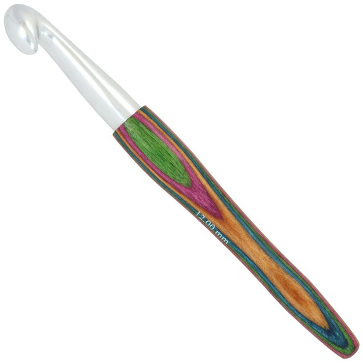 Lana Grossa Ago uncinetto alluminio con manico in legno design-legno Color mis.12,0