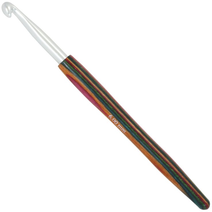 Lana Grossa Ago uncinetto alluminio con manico in legno design-legno Color mis. 6,0