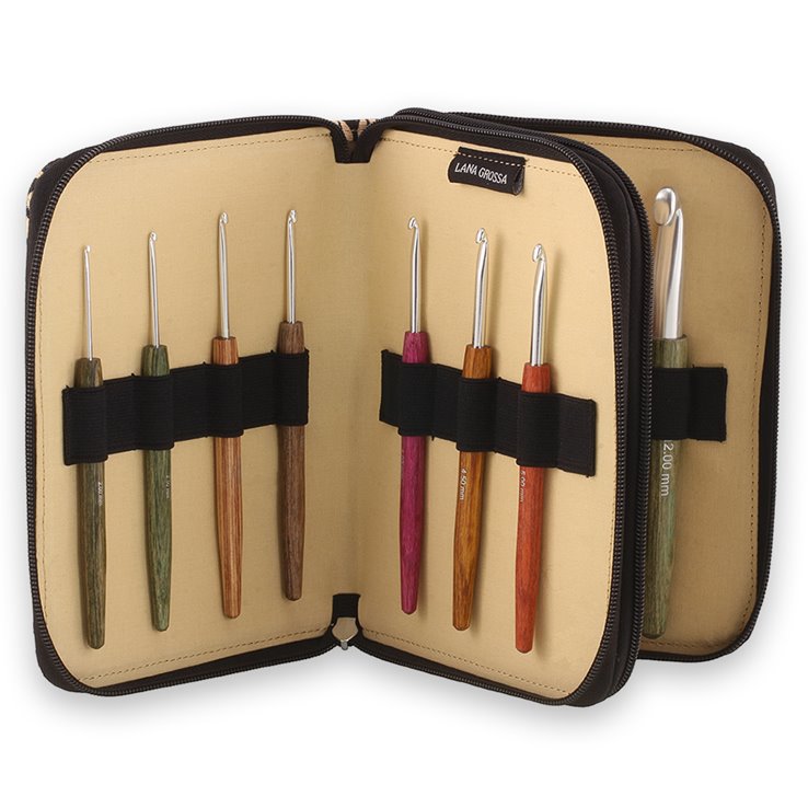 Lana Grossa Assortimento d’aghi uncinetto design-legno Signal