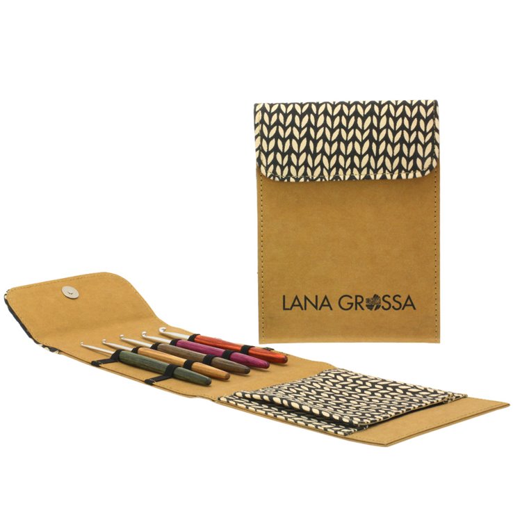 Lana Grossa Assortimento d’aghi uncinetto design-legno Signal (marrone)