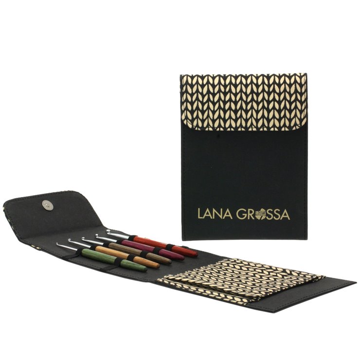 Lana Grossa Assortimento d’aghi uncinetto design-legno Signal (nero)