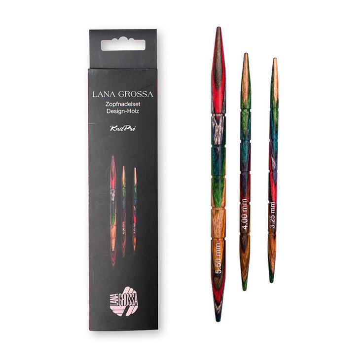 Lana Grossa Set di ferri treccia in design legno